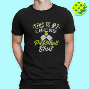 Male model this is my lucky pickleball shirt