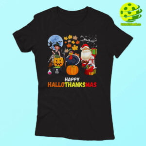 Happy Hallothanksmas Pickleball Shirt Woman