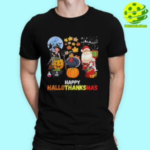 Male Model Happy Hallothanksmas Pickleball Shirt