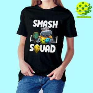 Female Model Smash Squad Groovy Pickleball Shirt